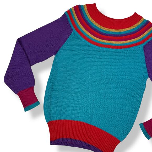 ❌SOLD❌1970's QUEENS WAY TO FASHION rainbow knit sweater made in Korea - Picture 11 of 17